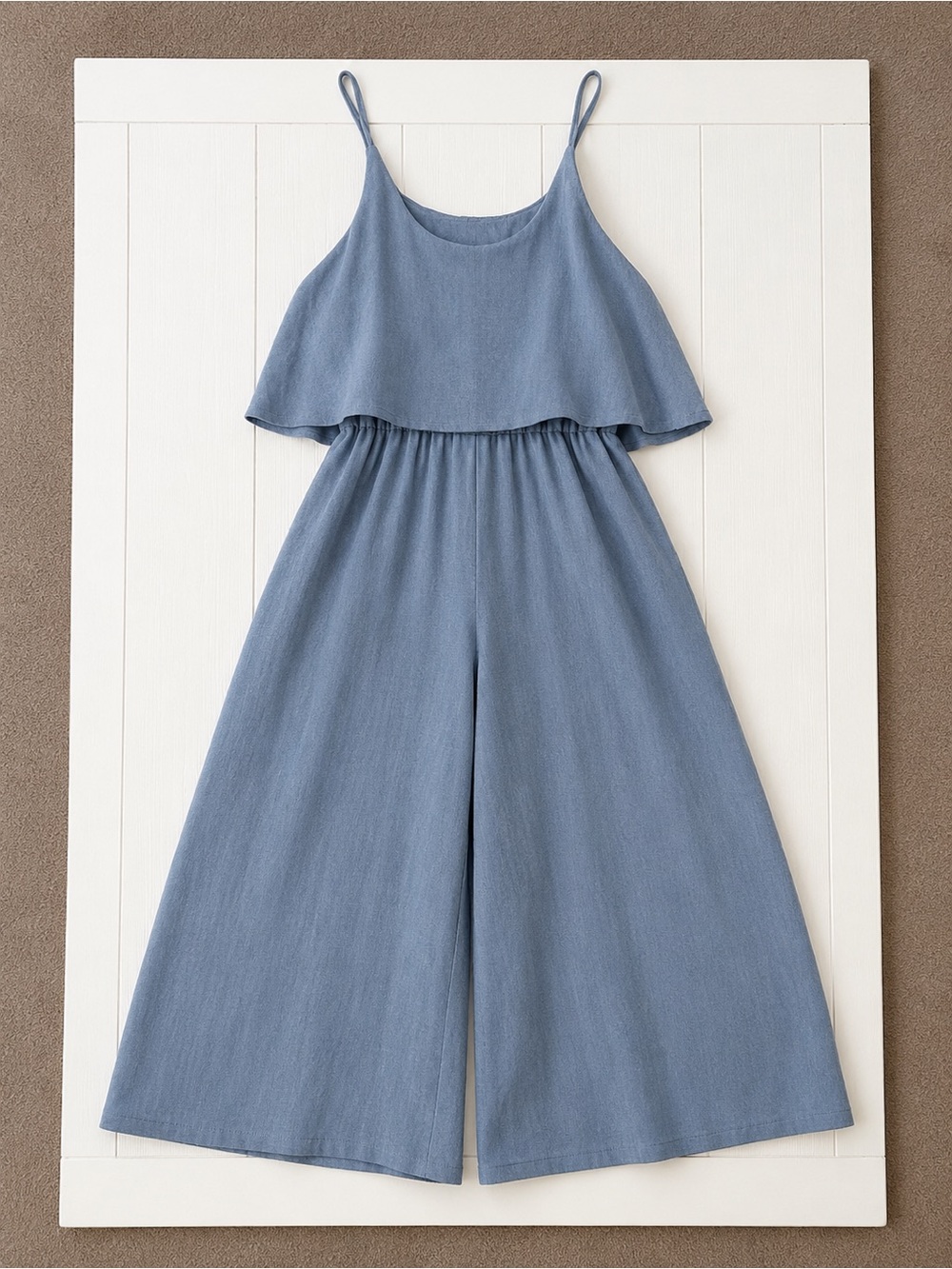 Dusty Blue Wide-Leg Overlay Jumpsuit S NWT